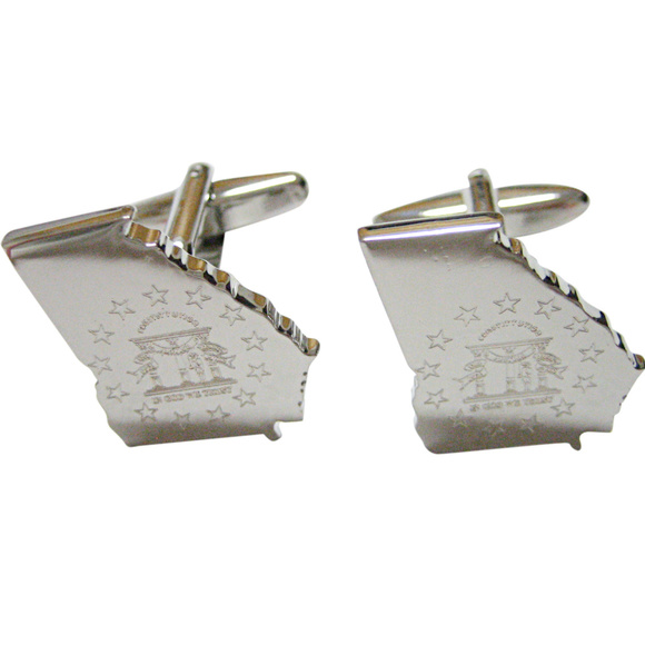 Georgia State Map Shape and Flag Design Cufflinks - Picture 1 of 2
